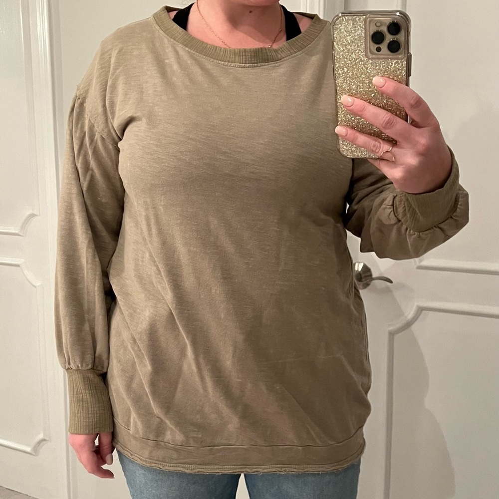 Some Day Lovin brand, large green tunic, distressed